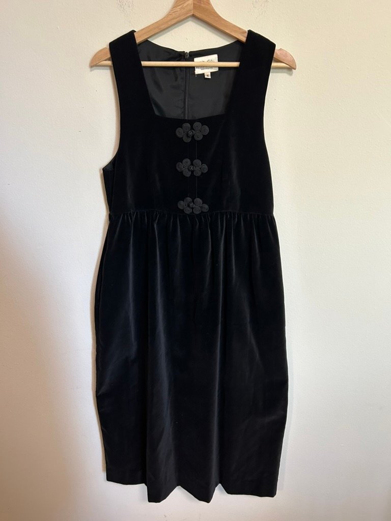 Vintage Susan Bristol Velvet 90s Sleeveless Midi Dress Black Whimsygoth Sz 6 Euc